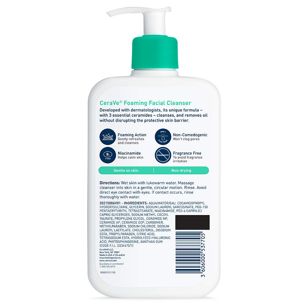CeraVe Foaming Facial Cleanser _ Daily Face Wash for Oily Skin with Hyaluronic Acid, Ceramides, and Niacinamide_ Fragrance Free Paraben Free _ 16 Fluid Ounce-11